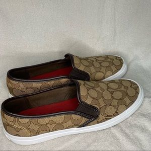 Barely Worn Coach Classic Monogram Slip On Sneakers